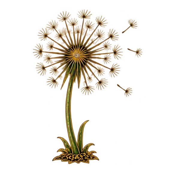 dandelion seed head, meadow scenery