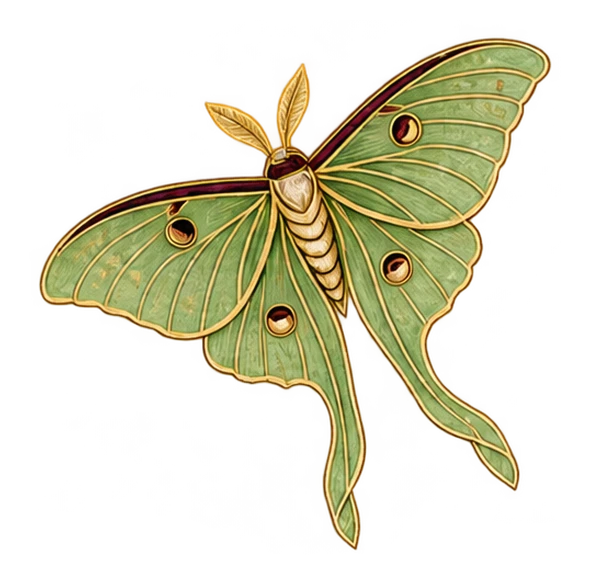 luna moth, a meadow flier
