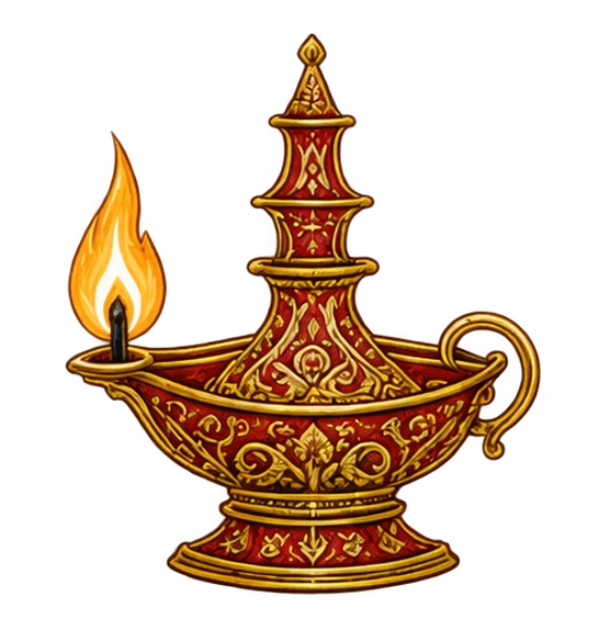 light pickup, a brass oil lamp